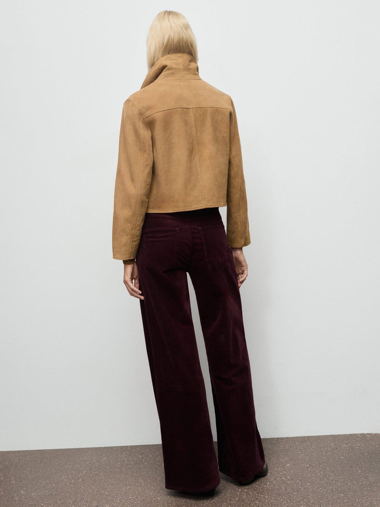 Product image 4 of 8, which shows Mango Carmen Corduroy Wide Leg Jeans, Dark Red, 12