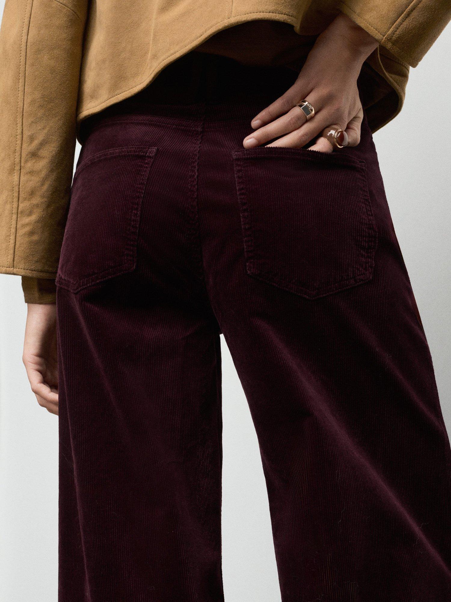 Product image 6 of 8, which shows Mango Carmen Corduroy Wide Leg Jeans, Dark Red, 12