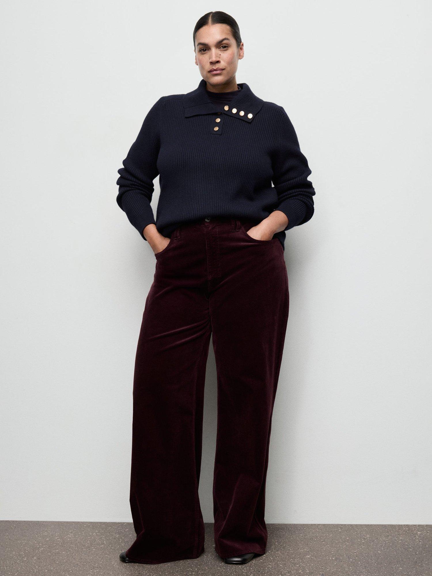 Product image 7 of 8, which shows Mango Carmen Corduroy Wide Leg Jeans, Dark Red, 12