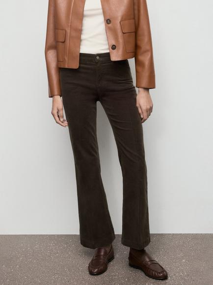 Mango Jolene Corduroy Flared Jeans, Dark Brown
