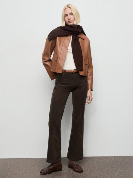 Mango Jolene Corduroy Flared Jeans - view 2, Dark Brown