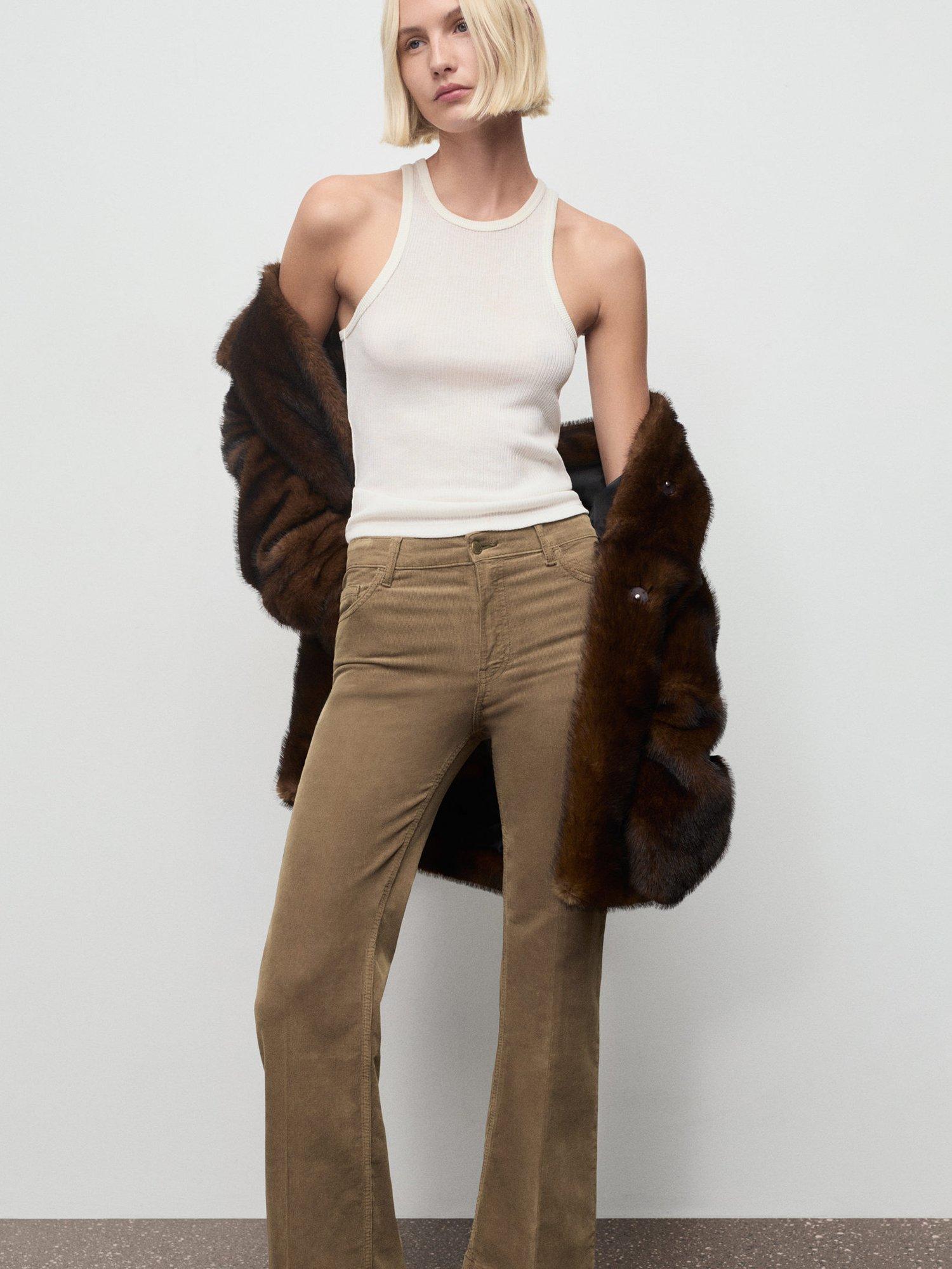 Product image 6 of 8, which shows Mango Jolene Corduroy Flared Jeans, Brown, 4