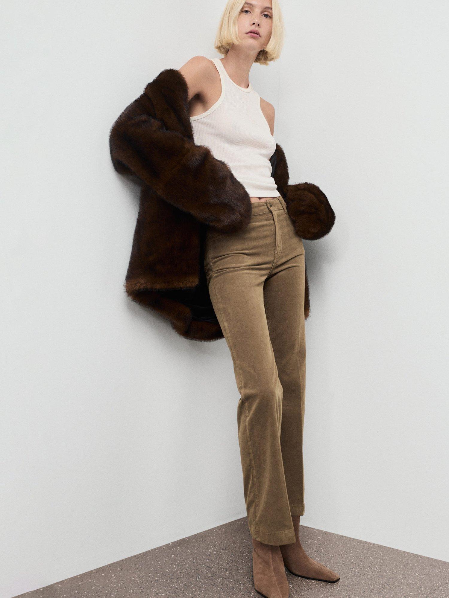 Product image 7 of 8, which shows Mango Jolene Corduroy Flared Jeans, Brown, 4