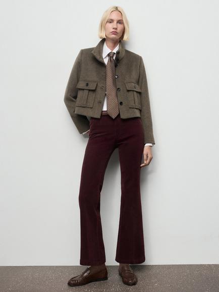 Mango Jolene Corduroy Flared Jeans - view 2, Dark Red