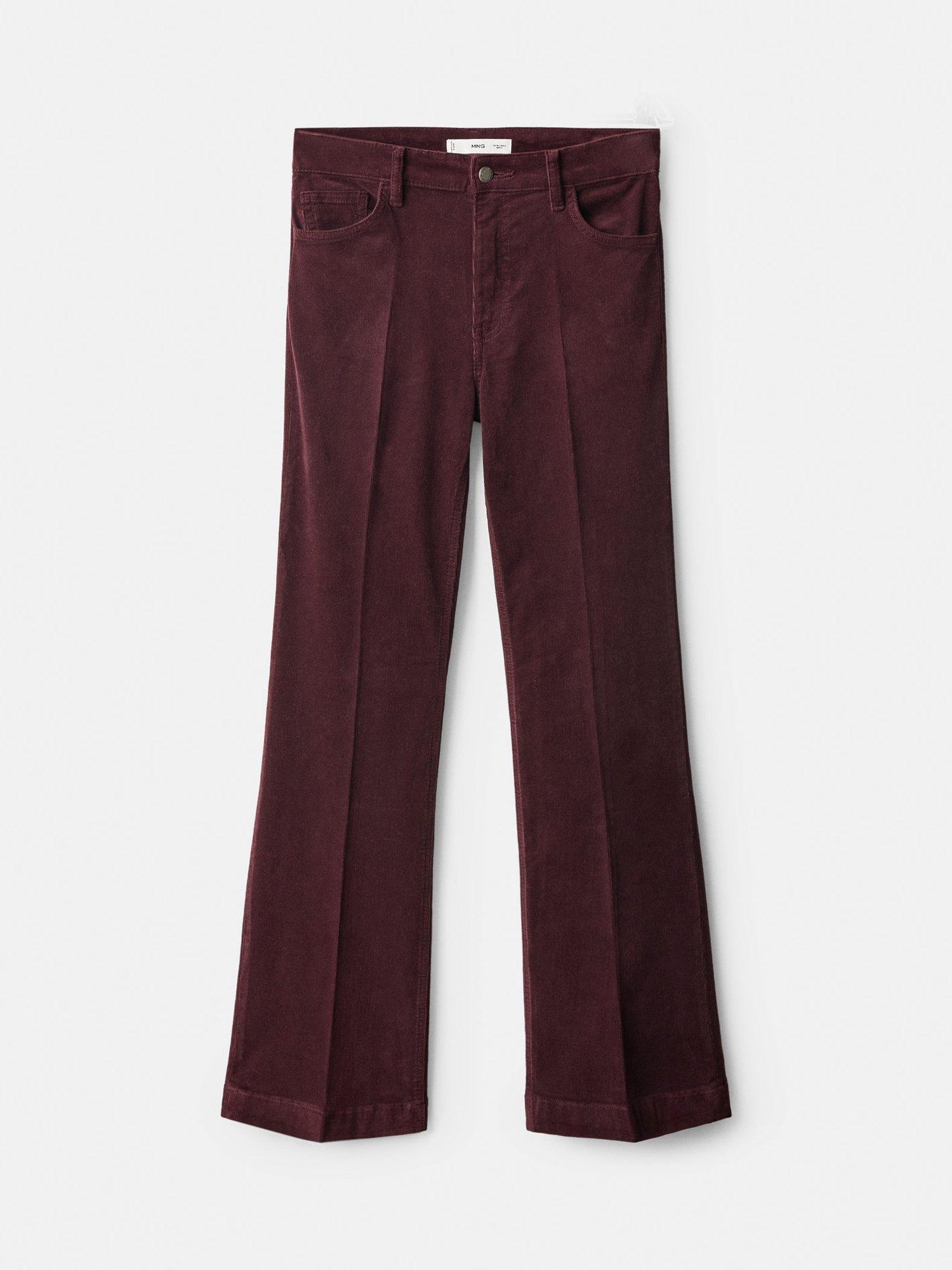 Product image 3 of 8, which shows Mango Jolene Corduroy Flared Jeans, Dark Red, 4