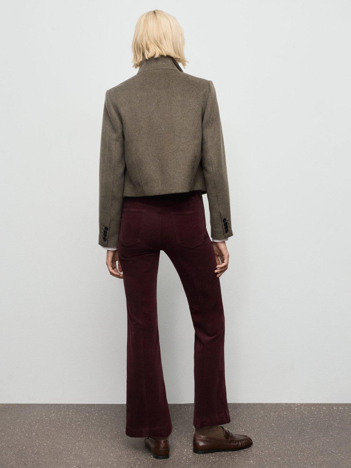 Product image 4 of 8, which shows Mango Jolene Corduroy Flared Jeans, Dark Red, 4