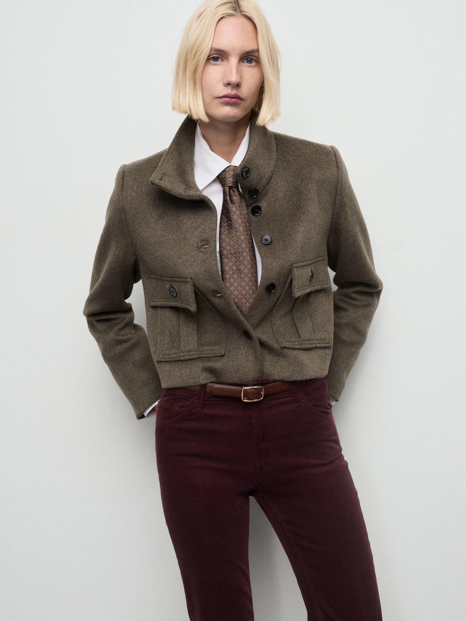 Product image 6 of 8, which shows Mango Jolene Corduroy Flared Jeans, Dark Red, 4