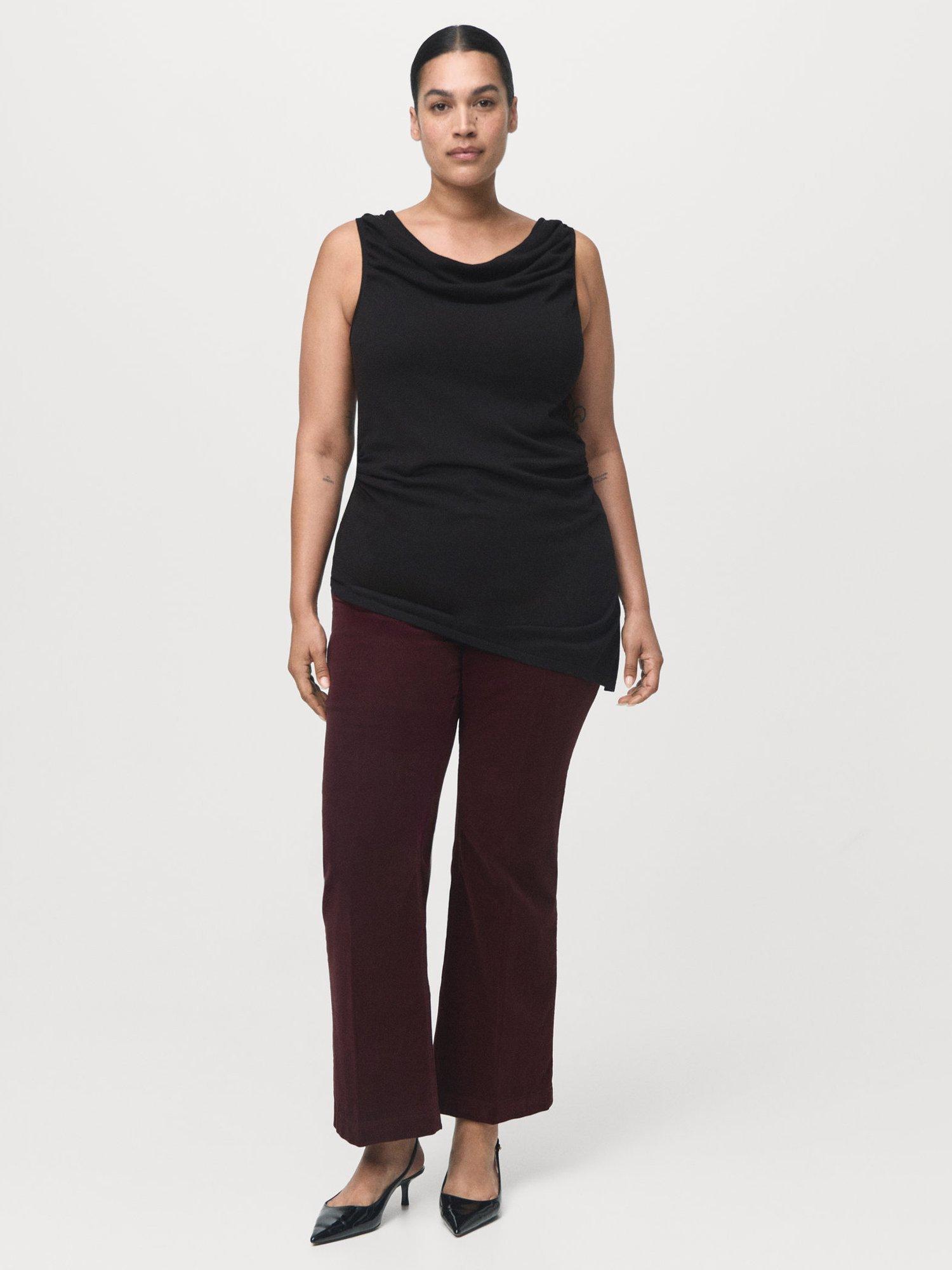 Product image 7 of 8, which shows Mango Jolene Corduroy Flared Jeans, Dark Red, 4