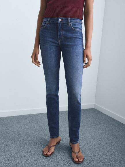 Mango Sia Mid Rise Skinny Jeans, Open Blue, Open Blue