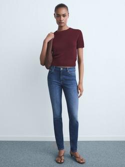 Mango Sia Mid Rise Skinny Jeans, Open Blue - view 2, Open Blue