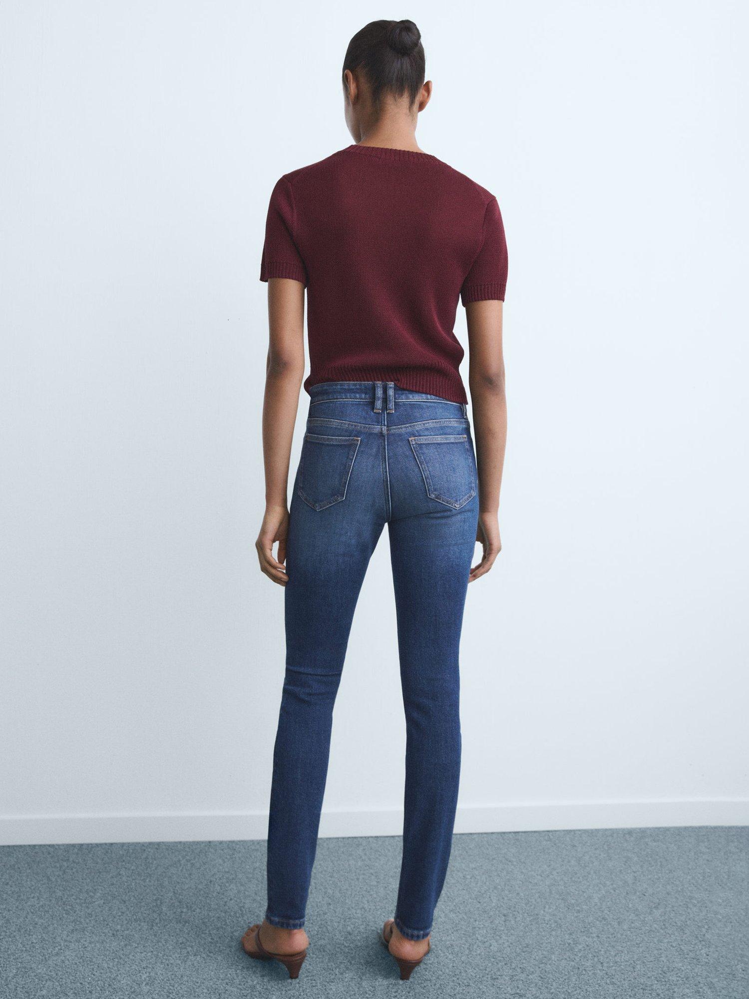 Product image 4 of 8, which shows Mango Sia Mid Rise Skinny Jeans, Open Blue, 10