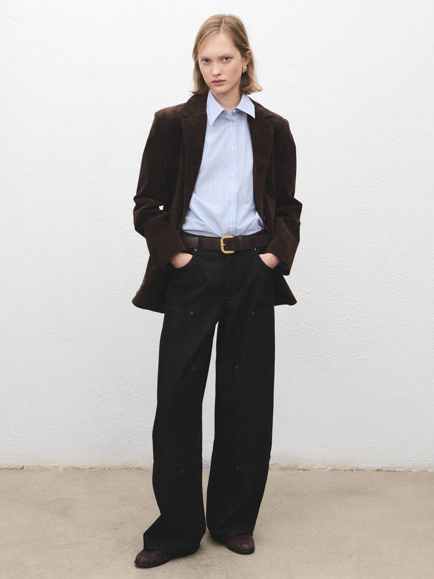 Product image 2 of 7, which shows Mango Sandra Patch Barrel Leg Jeans, Black, 10