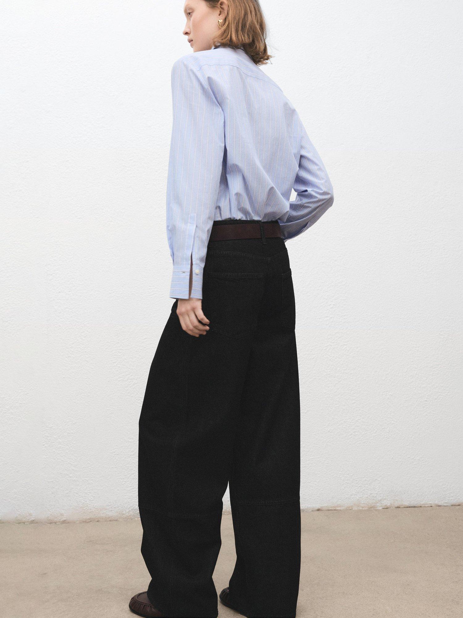 Product image 4 of 7, which shows Mango Sandra Patch Barrel Leg Jeans, Black, 10