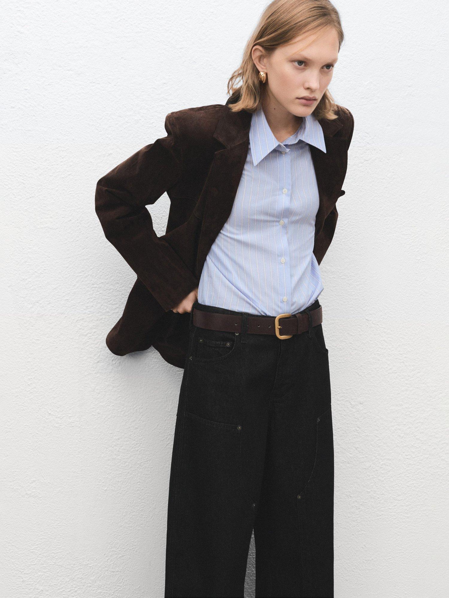 Product image 6 of 7, which shows Mango Sandra Patch Barrel Leg Jeans, Black, 10