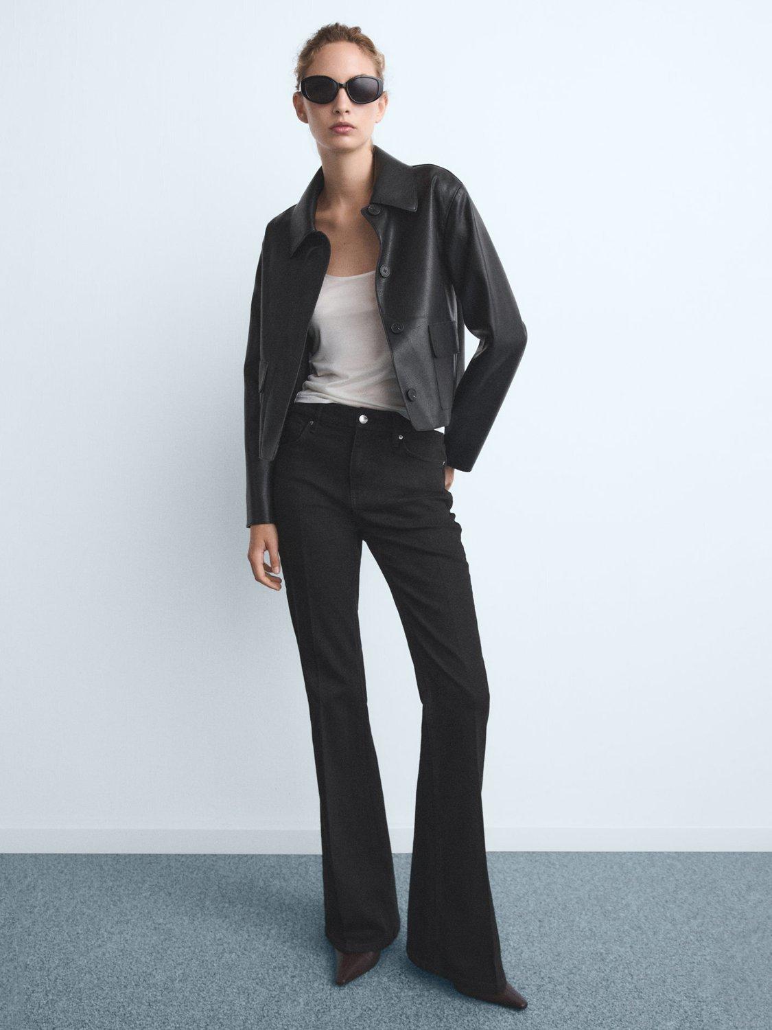 Product image 2 of 7, which shows Mango Violeta High Rise Flared Jeans, Open Grey, 10