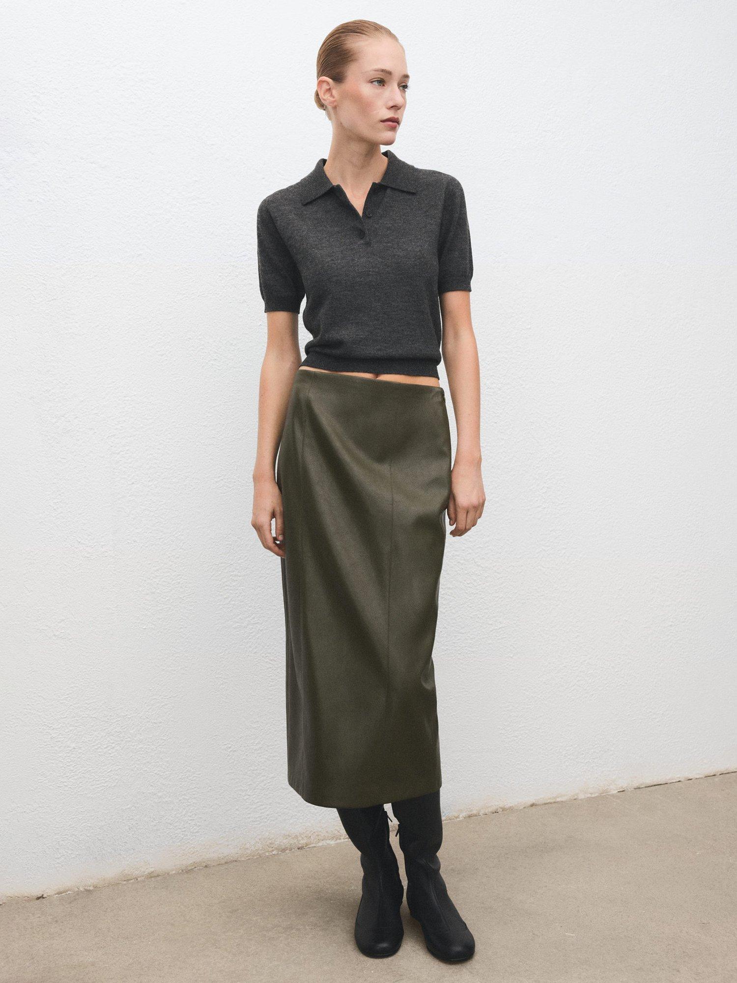 Product image 2 of 8, which shows Mango Academia Polo Knit Top, Grey, XS