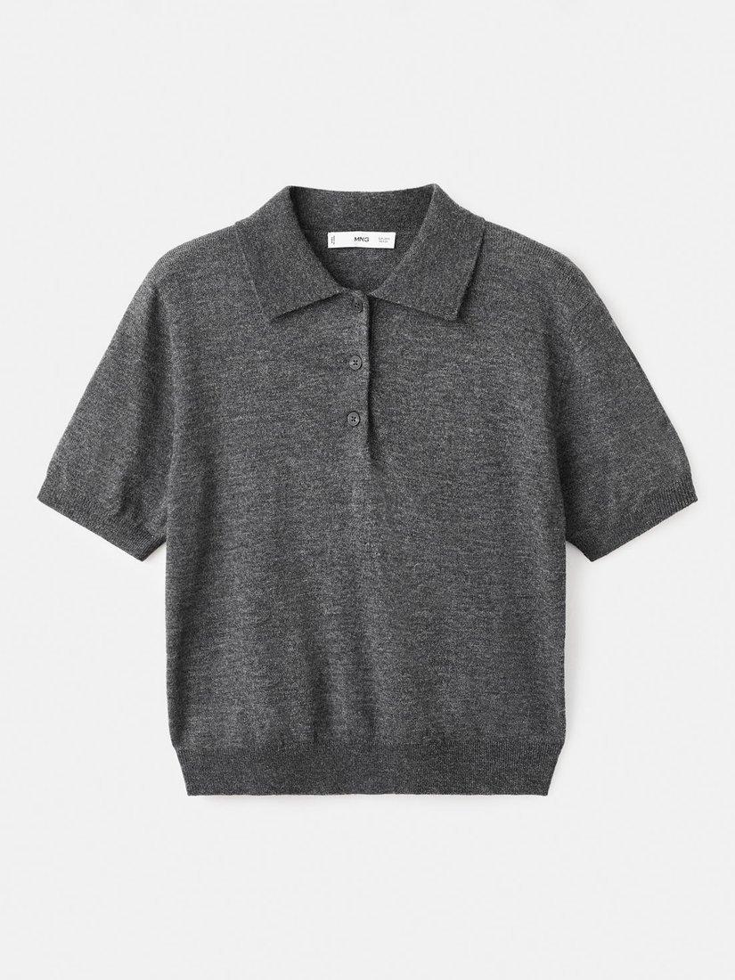 Product image 3 of 8, which shows Mango Academia Polo Knit Top, Grey, XS
