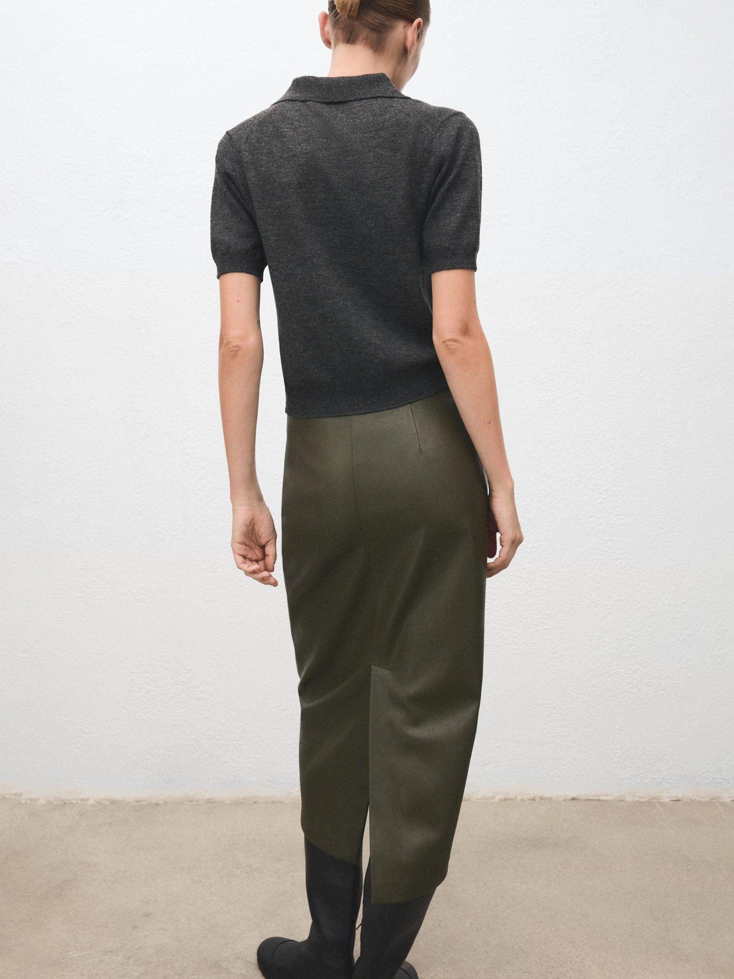 Product image 4 of 8, which shows Mango Academia Polo Knit Top, Grey, XS