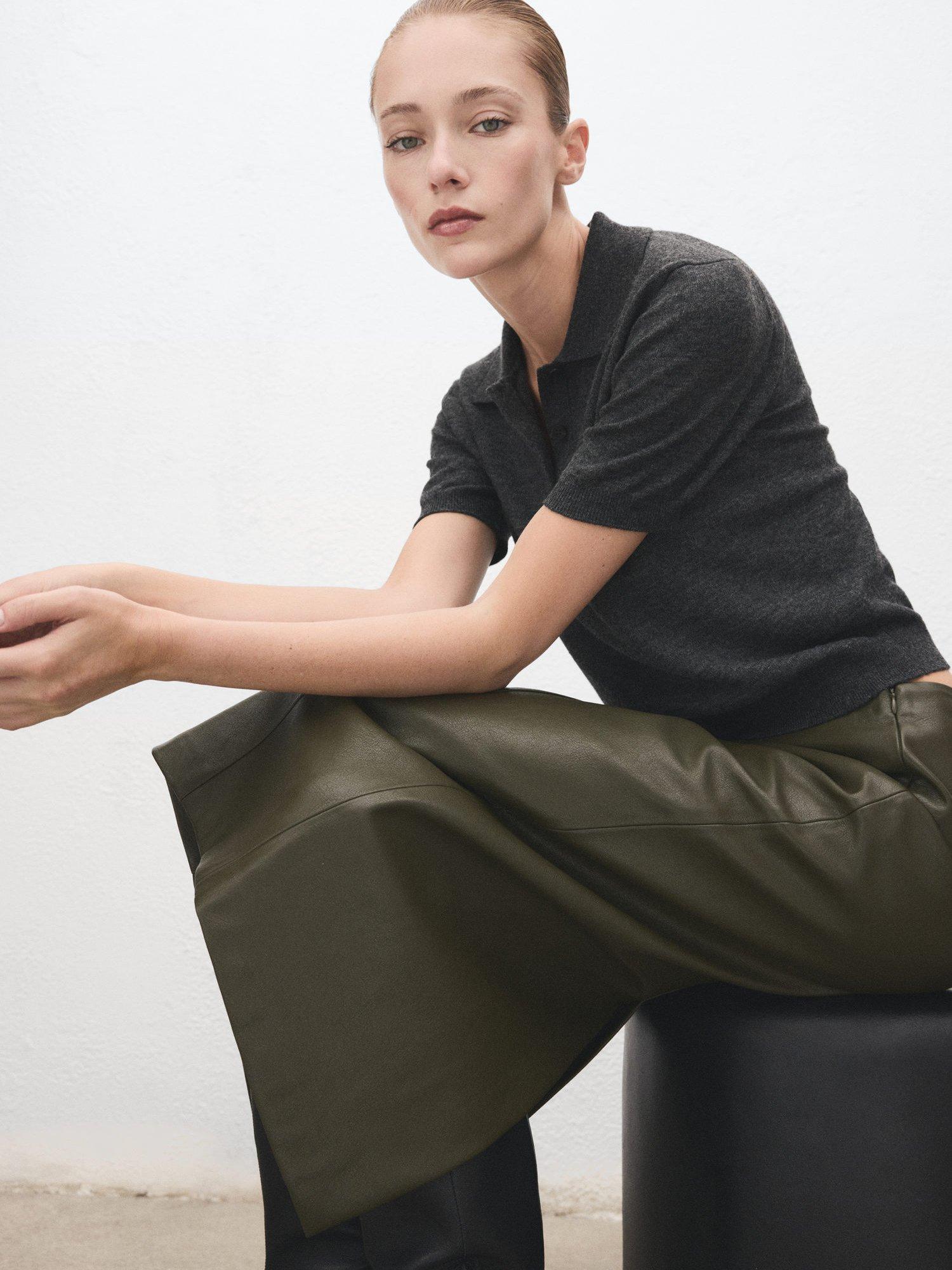 Product image 6 of 8, which shows Mango Academia Polo Knit Top, Grey, XS