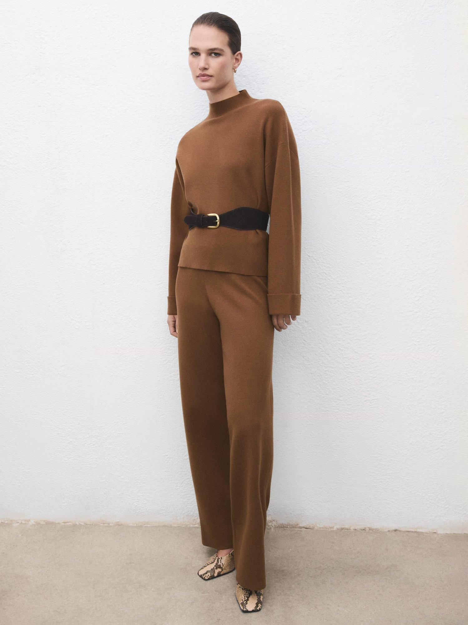 Product image 2 of 8, which shows Mango Berta High Neck Jumper, Dark Brown, M