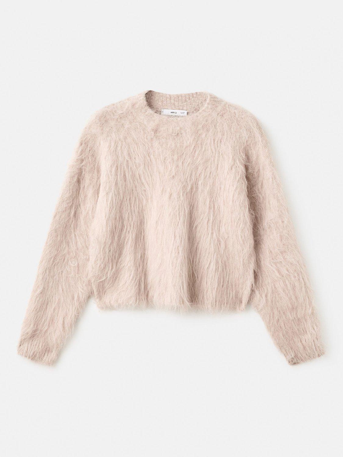 Product image 3 of 8, which shows Mango Brushed Faux Fur Jumper, Light Grey, L