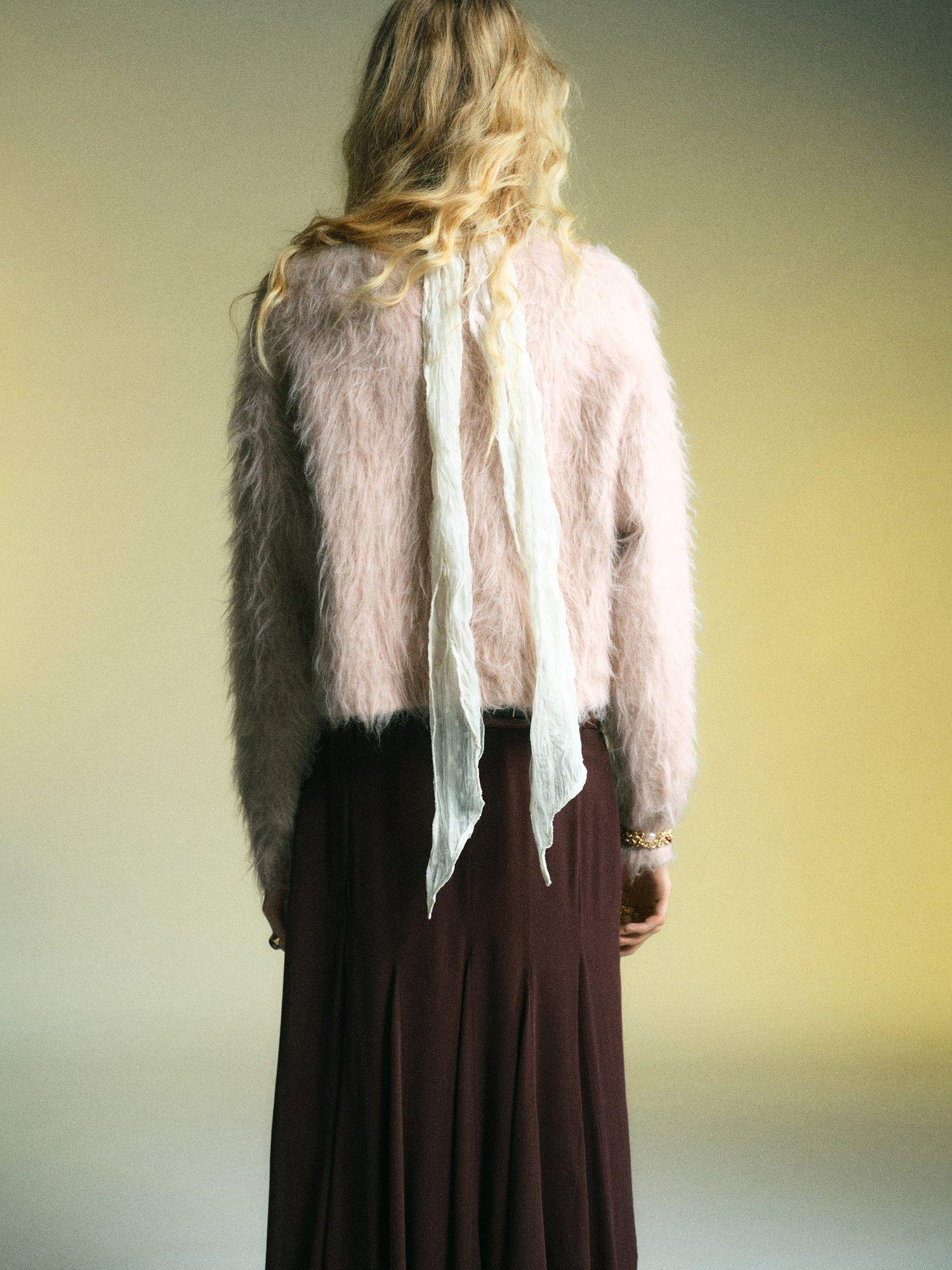 Product image 4 of 8, which shows Mango Brushed Faux Fur Jumper, Light Grey, L