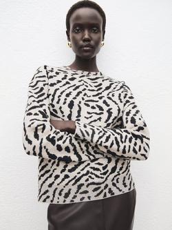 Mango Felina Animal Print Jumper, Medium Brown, Medium Brown