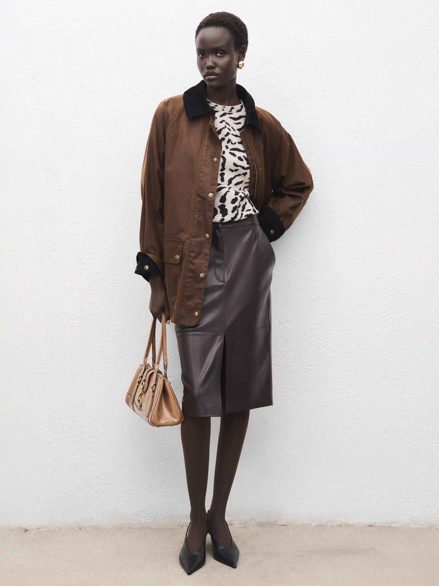 Product image 2 of 8, which shows Mango Felina Animal Print Jumper, Medium Brown, XS