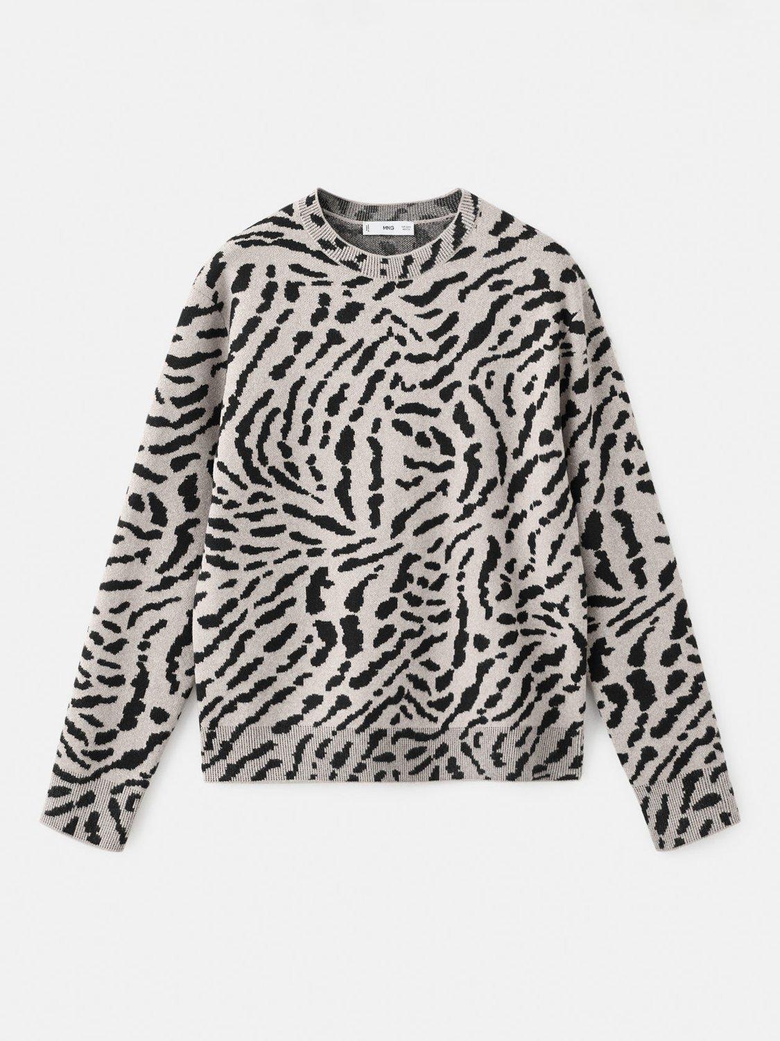 Product image 3 of 8, which shows Mango Felina Animal Print Jumper, Medium Brown, XS