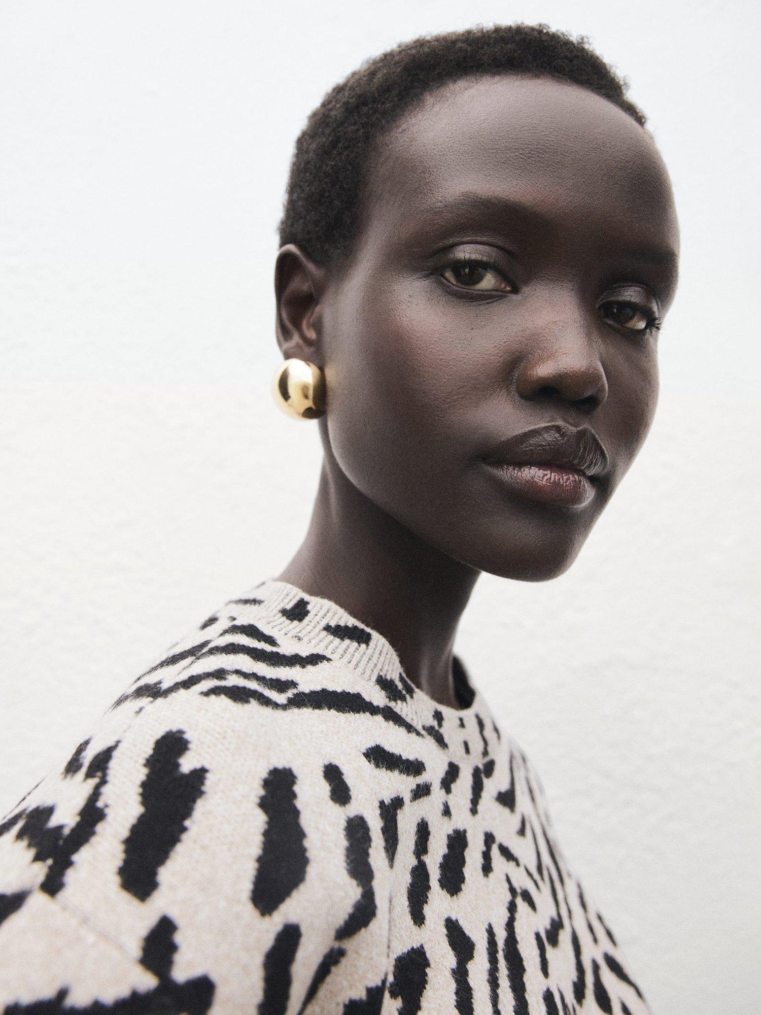 Product image 6 of 8, which shows Mango Felina Animal Print Jumper, Medium Brown, XS