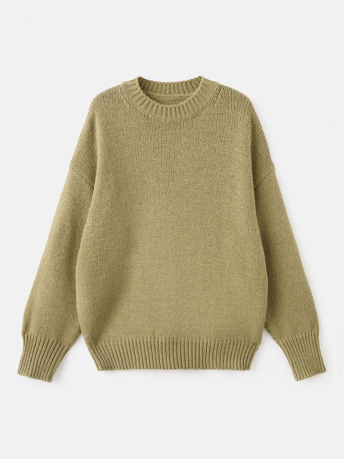 Product image 3 of 7, which shows Mango Flowery Oversized Chunky Knit Jumper, Dark Green, S