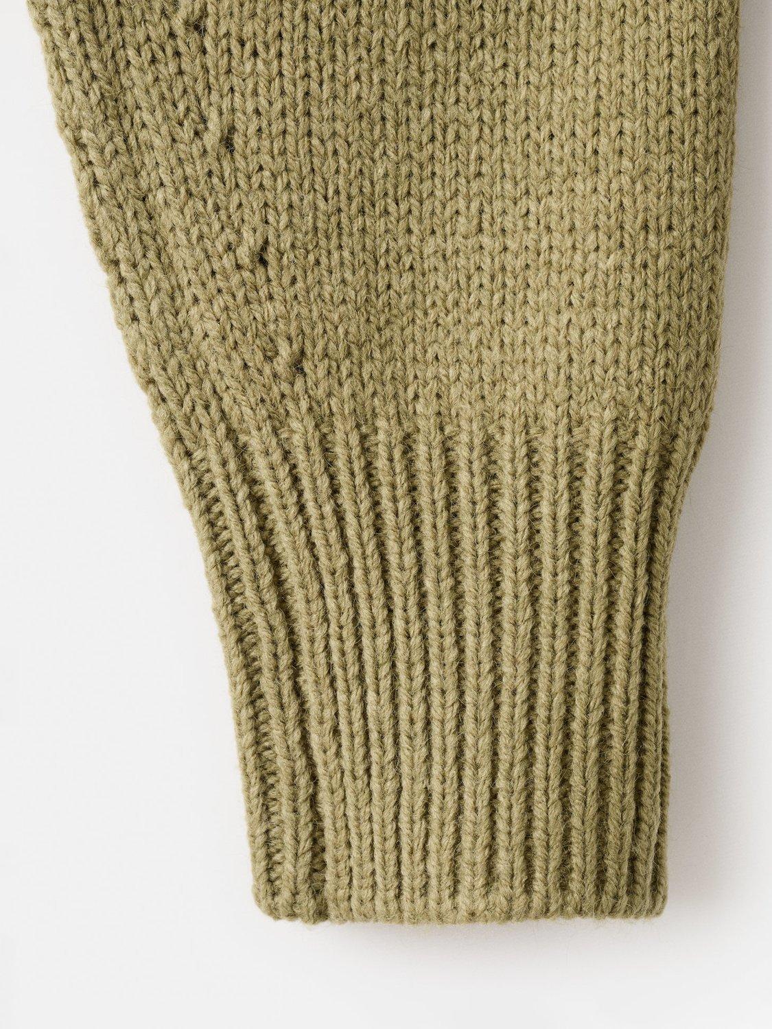 Product image 5 of 7, which shows Mango Flowery Oversized Chunky Knit Jumper, Dark Green, S