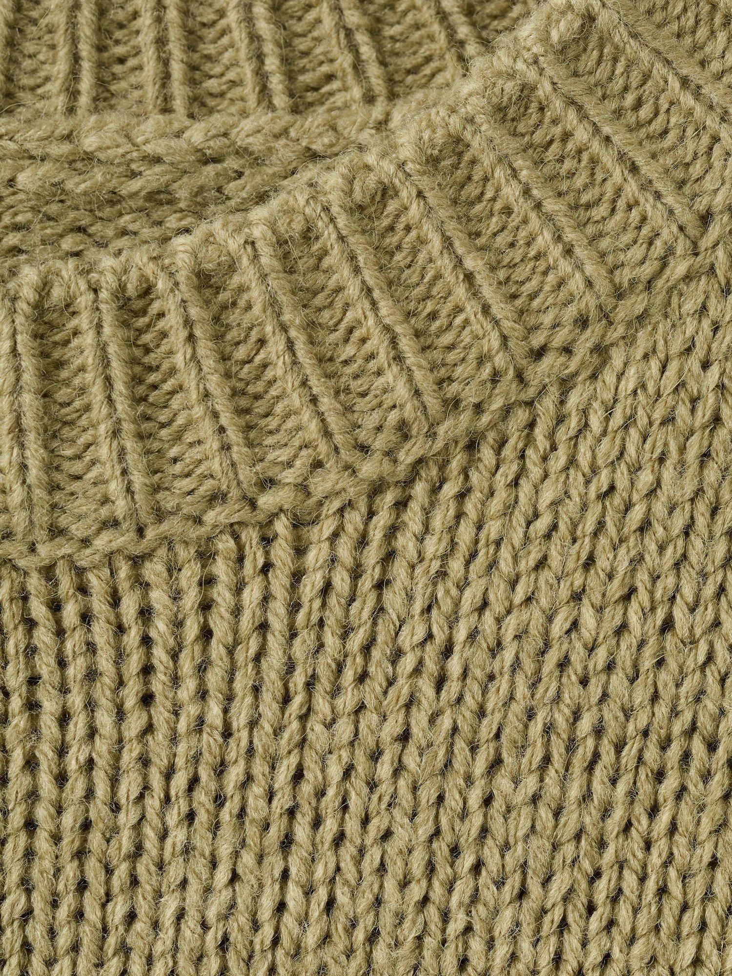 Product image 7 of 7, which shows Mango Flowery Oversized Chunky Knit Jumper, Dark Green, S