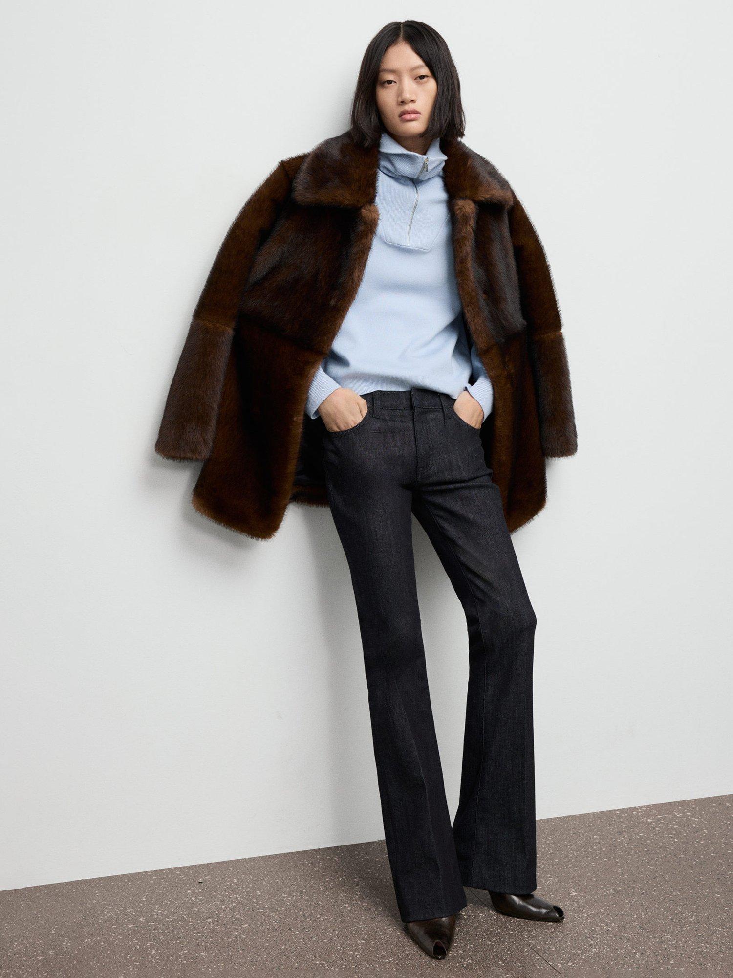 Product image 2 of 7, which shows Mango Latonis Zip Turtleneck Jumper, Light Blue, M