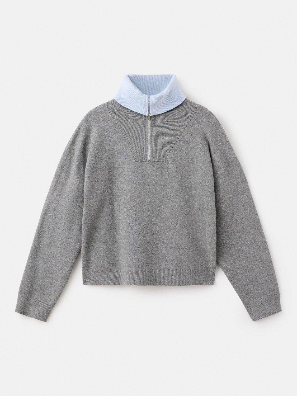 Product image 3 of 8, which shows Mango Latonis Contrast Collar Jumper, Grey, XXXL