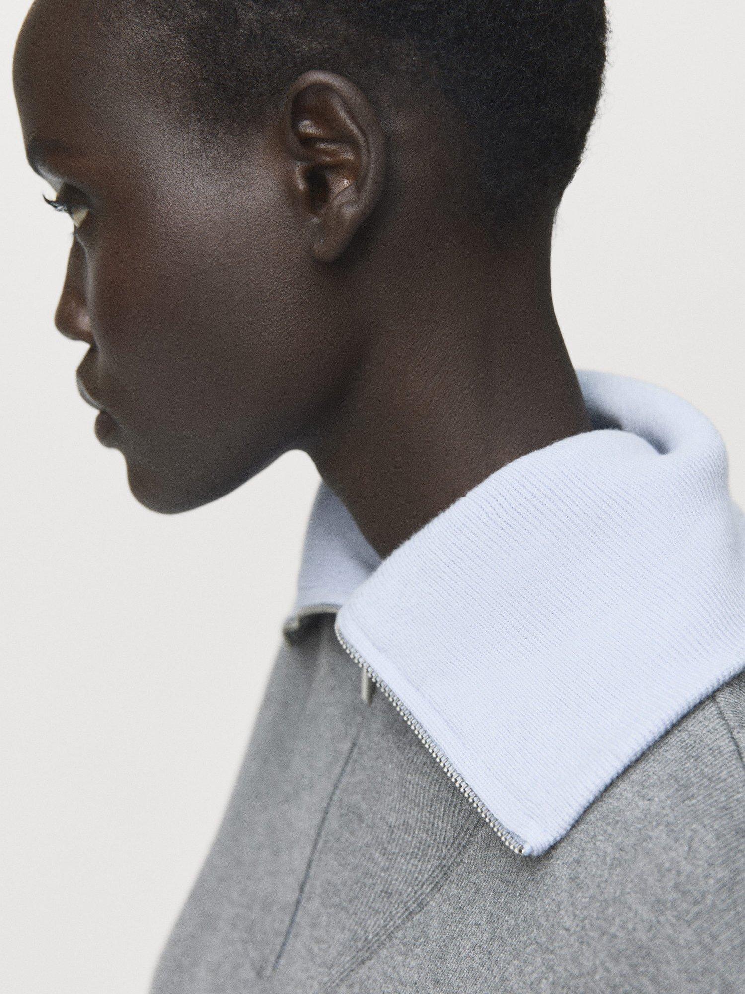 Product image 6 of 8, which shows Mango Latonis Contrast Collar Jumper, Grey, XXXL