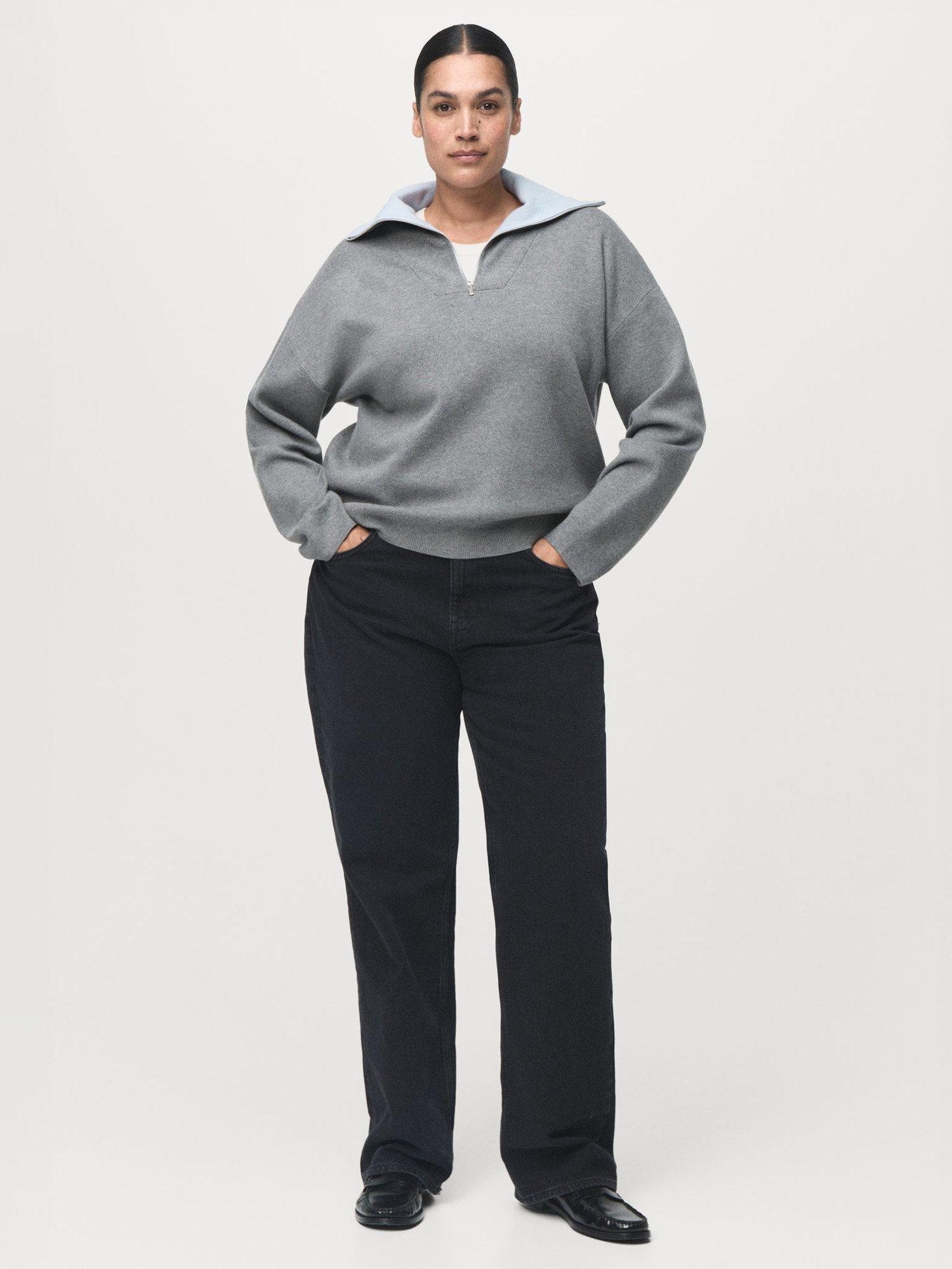 Product image 7 of 8, which shows Mango Latonis Contrast Collar Jumper, Grey, XXXL