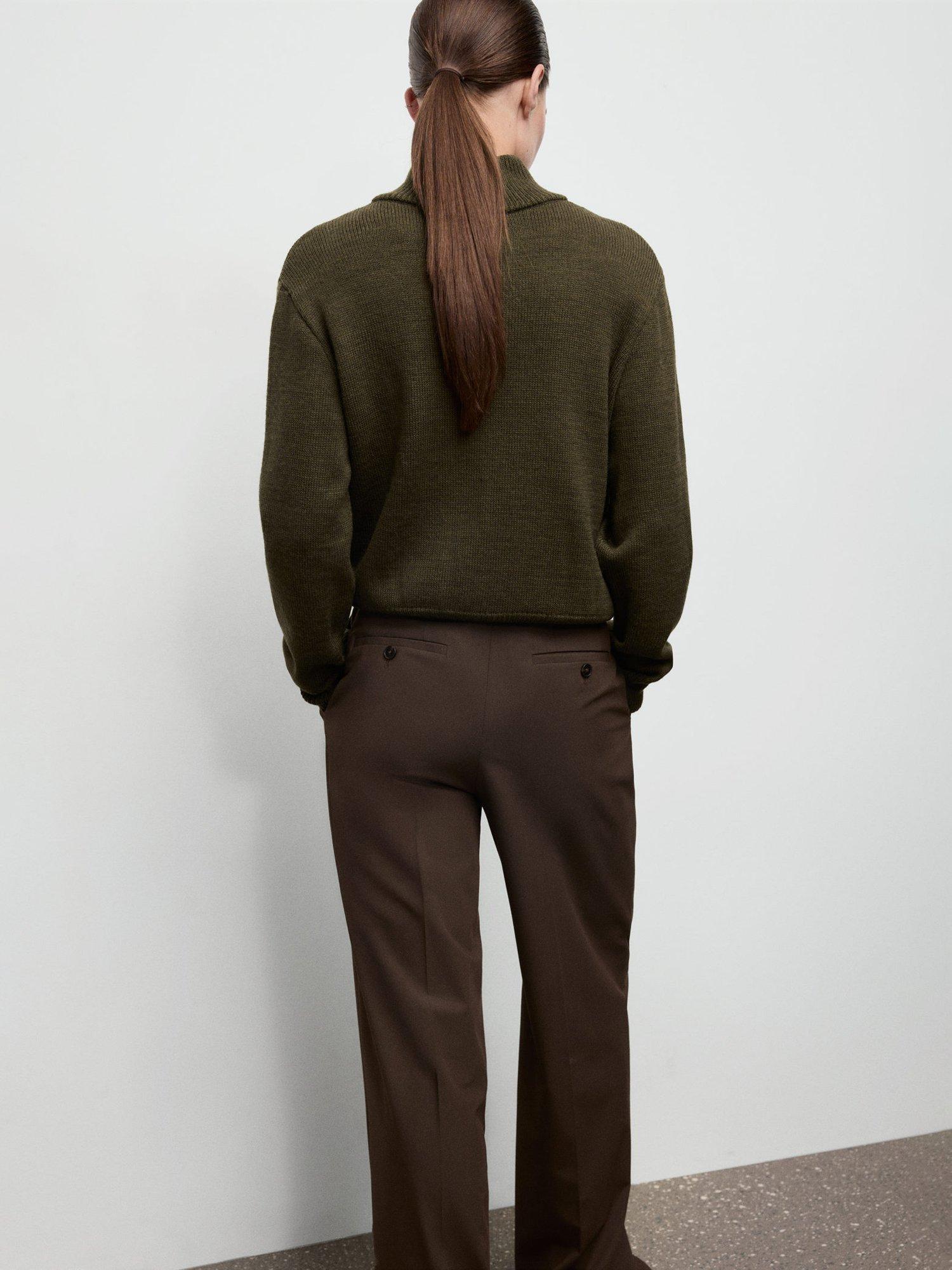 Product image 4 of 8, which shows Mango Limones Button Neck Jumper, Khaki, XS