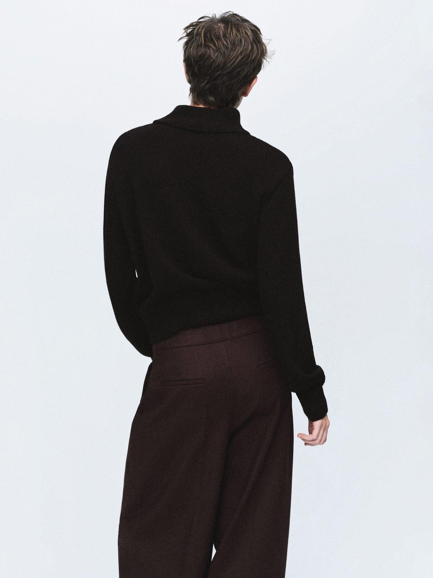 Product image 4 of 6, which shows Mango Limones Button Neck Jumper, Black, XS