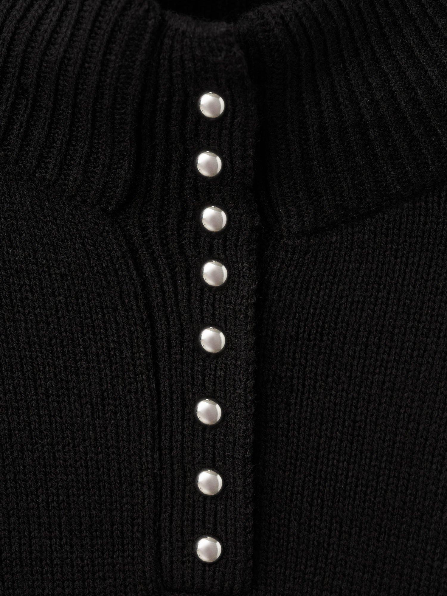 Product image 6 of 6, which shows Mango Limones Button Neck Jumper, Black, XS