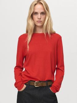 Mango Lucca Round Neck Jumper, Dark Orange
