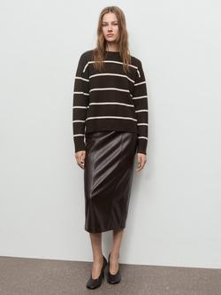 Mango Marina Stripe Jumper - view 2, Dark Brown
