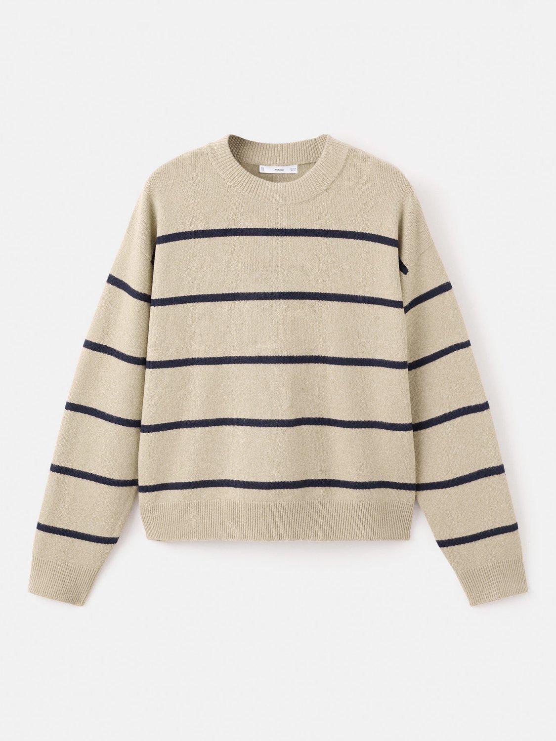 Product image 3 of 8, which shows Mango Marina Stripe Jumper, Pastel Grey, M