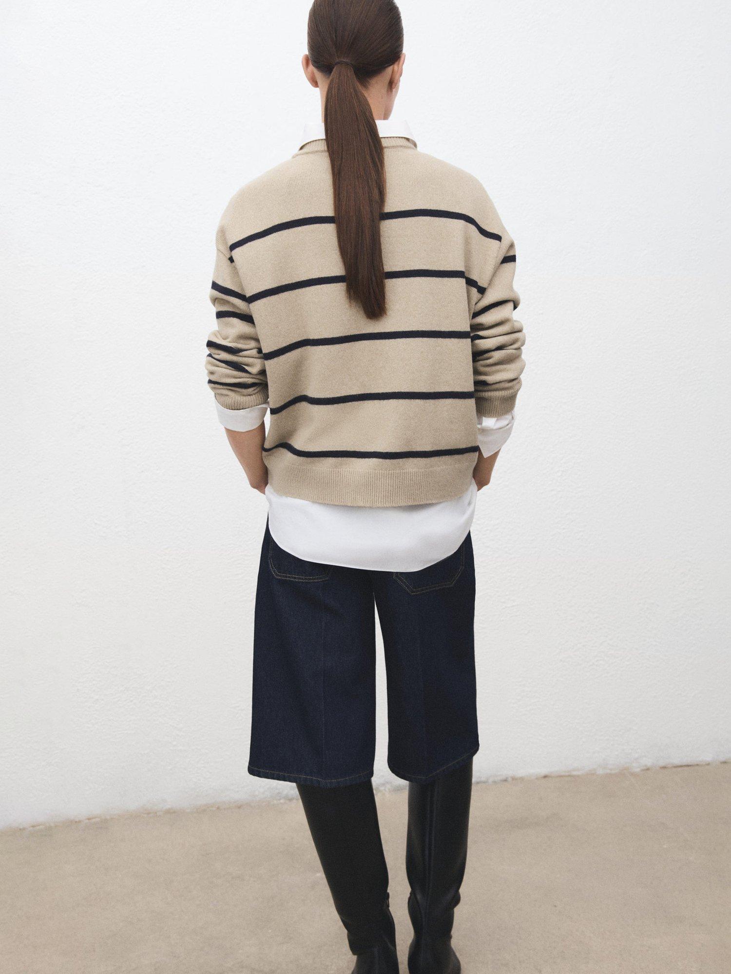 Product image 4 of 8, which shows Mango Marina Stripe Jumper, Pastel Grey, M