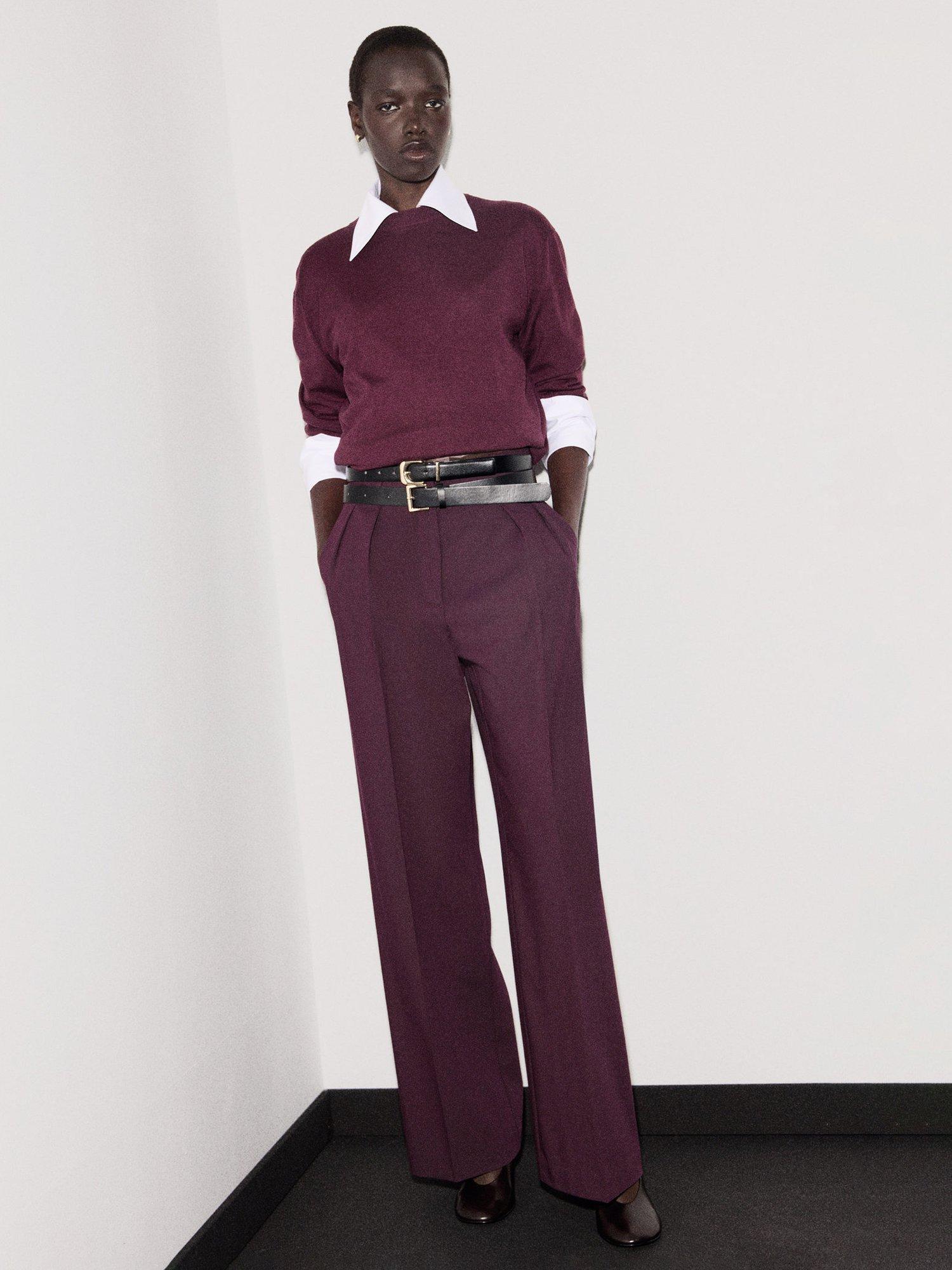 Product image 2 of 8, which shows Mango Mili Crew Neck Jumper, Dark Red, XXS