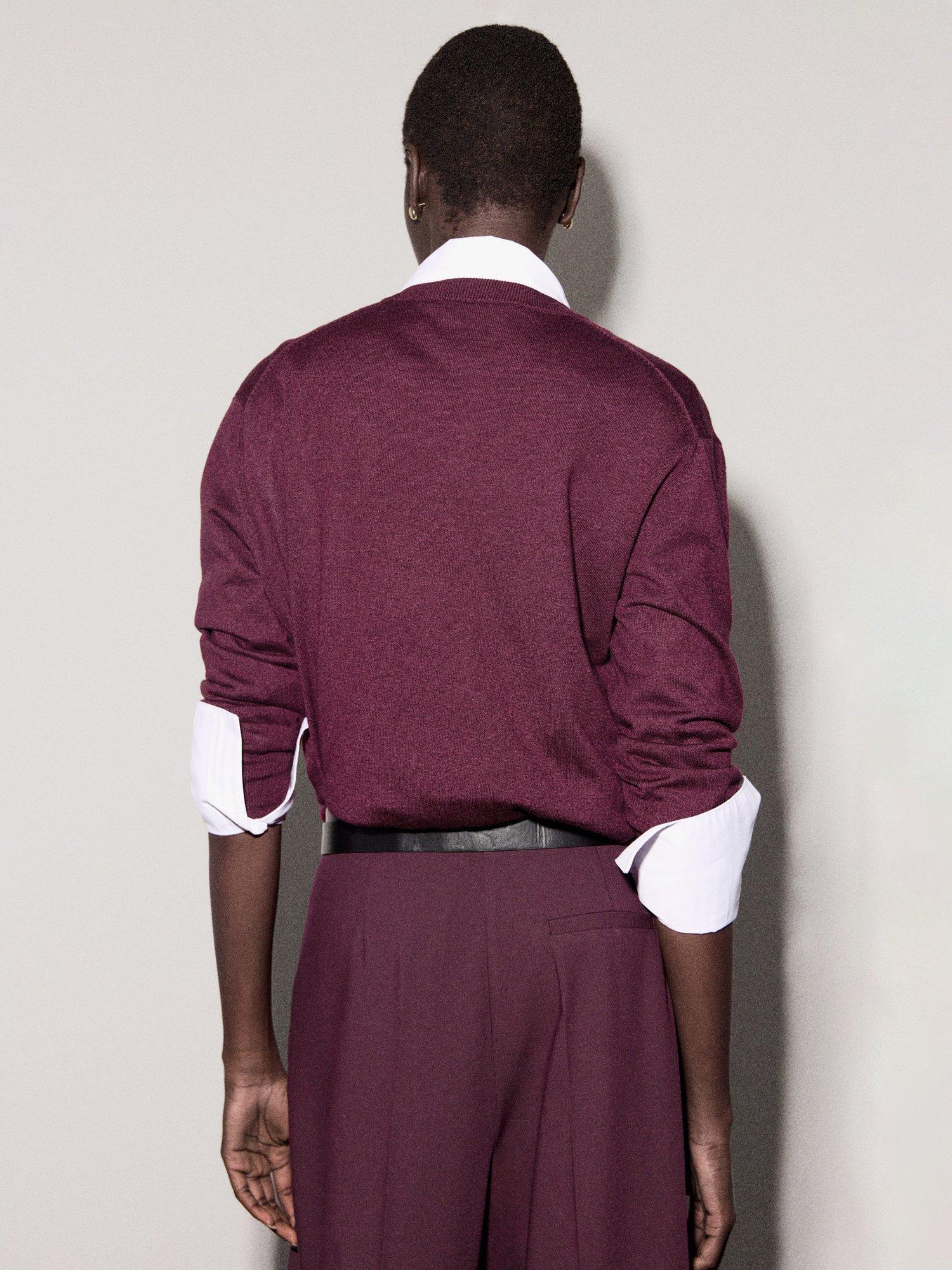 Product image 4 of 8, which shows Mango Mili Crew Neck Jumper, Dark Red, XXS