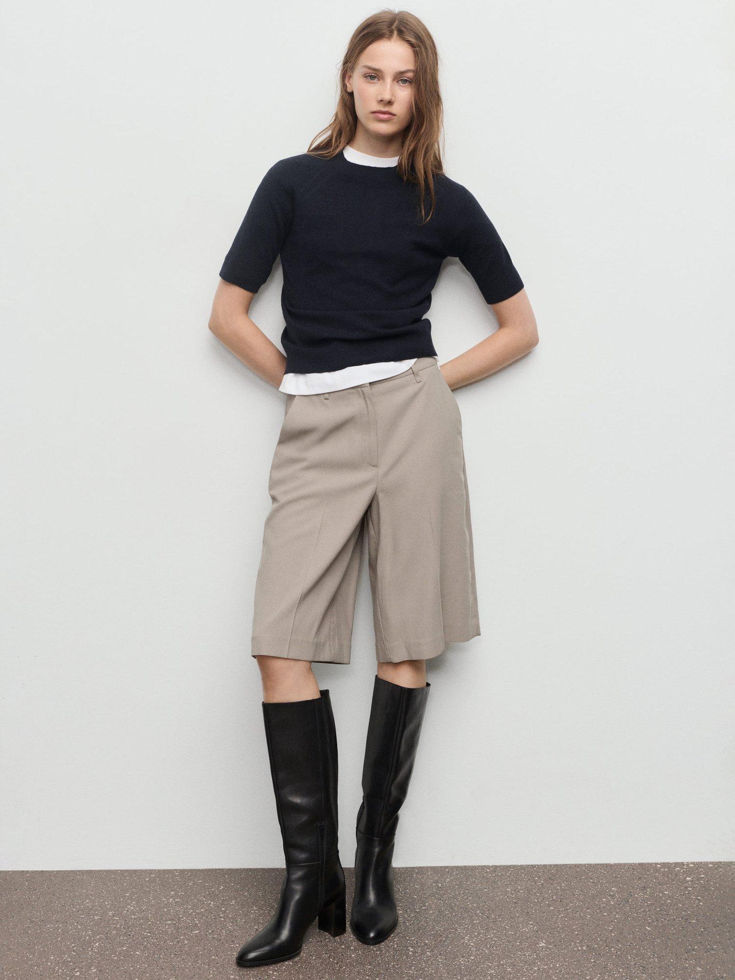 Product image 2 of 8, which shows Mango Nuria Short Sleeve Knit Top, Navy, XXS