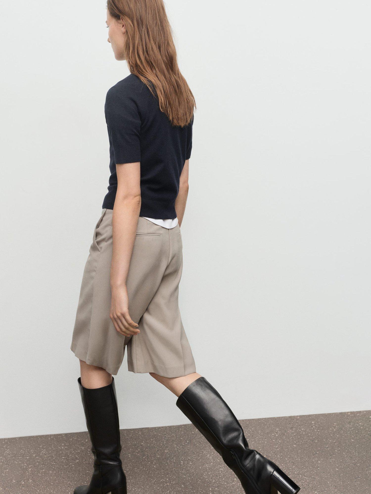 Product image 4 of 8, which shows Mango Nuria Short Sleeve Knit Top, Navy, XXS