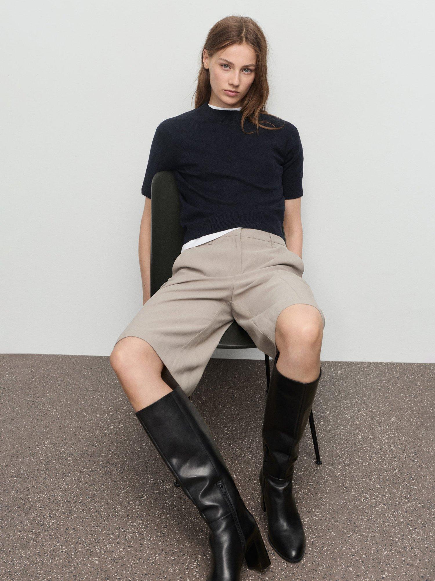 Product image 7 of 8, which shows Mango Nuria Short Sleeve Knit Top, Navy, XXS