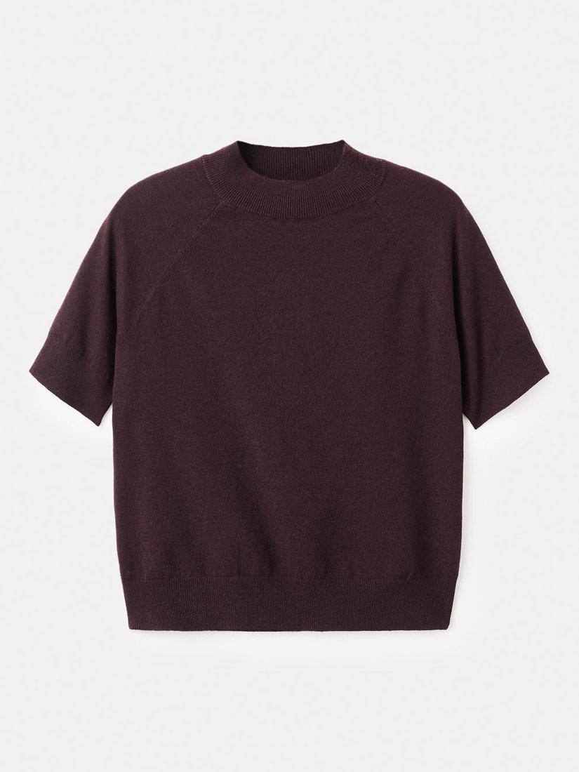 Product image 3 of 9, which shows Mango Nuria Short Sleeve Knit Top, Dark Red, 6XL